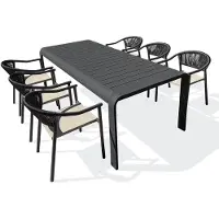 DCB Groupe 6-sitzige Garten-Essgruppe aus anthrazitfarbenem Aluminium