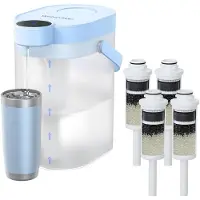 Waterdrop FreshTaste Elektrischer Wasserfilter Kanne mit 4 Filter, 4L Wasserfilter Spender für Kühlschrank, Blau (Ersatzfilter: WD-EWFS)