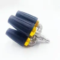OEM Hochdruckwasserspritzgerät mit rotierender Düse aus Aluminiumlegierung mit vierwege Edelstahl-Wasseranschluss (schwarz)