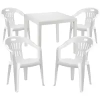 Mojawo Sitzgarnitur Bistrogarnitur 5-teilig Kunststoff Weiss