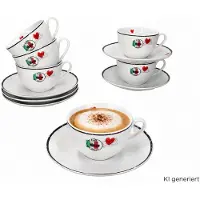 Ritzenhoff & Breker 12tlg Caffee Amore Cappuccinotassen Set Porzellan 200ml Herz-Dekor