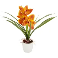 Otto Home Kunstblume "Orchidee" Mit Blätter im Topf aus Keramik Künstliche Blume Cymbidium-Orchidee