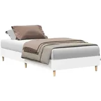 Syfax Bettrahmen aus Holzwerkstoff in Weiß, minimalistisches Design, ohne Lattenrost