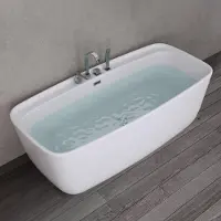 Doporro Freistehende Design-Badewanne rechteckig 170x80x58cm inkl. Ablaufgarnitur und Überlauf aus Acryl in Weiß und DIN-Anschlüssen Vicenza612