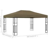 vidaXL Pavillon 3x4 m Taupe Stoff