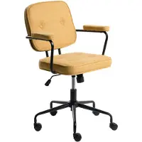 Beliani Bürostuhl Gelb Stoff mit Gebremsten Rollen Armlehnen Höhenverstellbar Klassisch Retro Arbeitsstuhl Home-Office Wohnzimmer