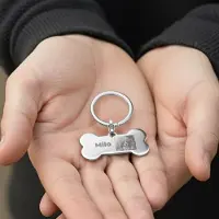 Yoursurprise Personalisierter Foto-Schlüsselanhänger - Knochen - Silber