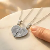 Yoursurprise Personalisierte teilbare Herzkette mit Gravur - Foto - Silber