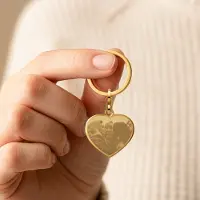 Yoursurprise Personalisierter Schlüsselanhänger - Foto - Herz - Gold
