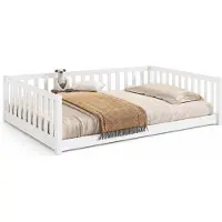 58 aufm Kessel Bodenbett Kapua 140x200 umbaubar zum Tagesbett Kiefer Massivholz Weiß