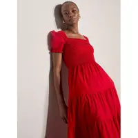 Apricot Midikleid "Midi-Kleid aus Baumwolle" mit Stufenrock