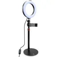 Cellonic Ringlicht - Bicolor 3000K-6500K mit Stativ, Smartphone-Halterung, 10-Stufen-Dimmung, USB von