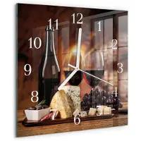 Drukarnia Piga Tulup Glasuhr Wanduhr Küchenuhr Echt-Glas 30x30 cm Modern Dekorativ Geräuschlos Weiße Zeiger - Wein