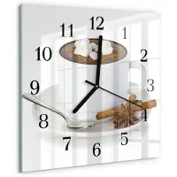 Drukarnia Piga Tulup Glasuhr Wanduhr Küchenuhr Echt-Glas 30x30 cm Modern Dekorativ Geräuschlos Schwarzen Zeigern - Schokolade