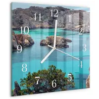 Drukarnia Piga Tulup Glasuhr Wanduhr Küchenuhr Echt-Glas 30x30 cm Modern Dekorativ Geräuschlos Weiße Zeiger - Meereslandschaft