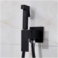 Markenlos aucet Messing-Duscharmatur, schwarzer Waschmischer, Kalt- und Warmwassermischer, Kran, quadratischer Duschsprühkopf, Wasserhahn, Toilettenarmaturen
