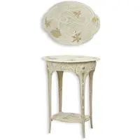Aubaho Tisch Beistelltisch Gusseisen mit Blumenmuster – weiß Replikat Retro Design Dekoration