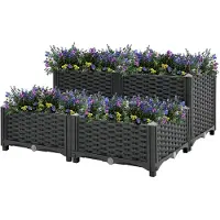 Markenlos Hochbeet 80x80x38 cm aus Polypropylen, Palettenrahmen, Hochteich, Gemüsebeet, Kräuterregal für Balkon, Blumenbeet, Kräuterspirale, Tomatenbeet, Pflanzhochbeet