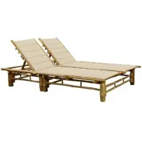 Furnicato Sonnenliege 2 Personen Bambus Beige 200 X 130 X 24 87 Cm