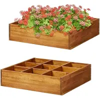 Markenlos Hochbeet Kräutergarten aus massivem Akazienholz 60x60x15cm