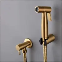 Markenlos Handsprüher-Kit Handsprüher-Kit-SUS304 Toilettensprüher-Set, Winkelventil-Spritzpistole aus gebürstetem Gold