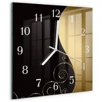 Drukarnia Piga Tulup Glasuhr Wanduhr Küchenuhr Echt-Glas 30x30 cm Modern Dekorativ Geräuschlos Weiße Zeiger - Abstrakte Kunst