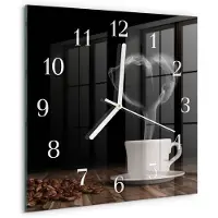Drukarnia Piga Tulup Glasuhr Wanduhr Küchenuhr Echt-Glas 30x30 cm Modern Dekorativ Geräuschlos Weiße Zeiger - Kaffee