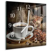 Drukarnia Piga Tulup Glasuhr Wanduhr Küchenuhr Echt-Glas 30x30 cm Modern Dekorativ Geräuschlos Weiße Zeiger - Kaffee