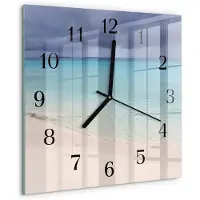 Drukarnia Piga Tulup Glasuhr Wanduhr Küchenuhr Echt-Glas 30x30 cm Modern Dekorativ Geräuschlos Schwarzen Zeigern - Strand