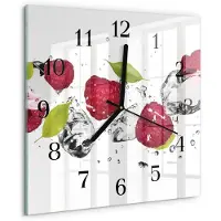 Drukarnia Piga Tulup Glasuhr Wanduhr Küchenuhr Echt-Glas 30x30 cm Modern Dekorativ Geräuschlos Schwarzen Zeigern - Himbeeren