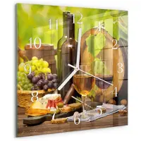 Drukarnia Piga Tulup Glasuhr Wanduhr Küchenuhr Echt-Glas 30x30 cm Modern Dekorativ Geräuschlos Weiße Zeiger - Trauben für Wein