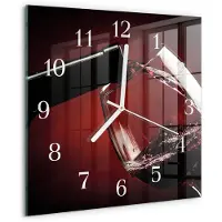 Drukarnia Piga Tulup Glasuhr Wanduhr Küchenuhr Echt-Glas 30x30 cm Modern Dekorativ Geräuschlos Weiße Zeiger - Weinglas