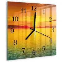 Drukarnia Piga Tulup Glasuhr Wanduhr Küchenuhr Echt-Glas 30x30 cm Modern Dekorativ Geräuschlos Schwarzen Zeigern - Sonnenuntergang