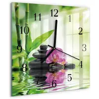 Drukarnia Piga Tulup Glasuhr Wanduhr Küchenuhr Echt-Glas 30x30 cm Modern Dekorativ Geräuschlos Schwarzen Zeigern - Spa Orchidee