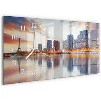 Tulup WANDUHR aus Glas 60x30 cm - Paris am Abend