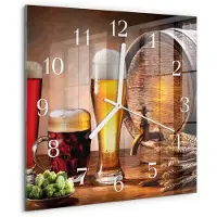 Drukarnia Piga Tulup Glasuhr Wanduhr Küchenuhr Echt-Glas 30x30 cm Modern Dekorativ Geräuschlos Weiße Zeiger - Bierfass