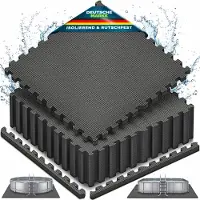 Tillvex Pool Bodenschutzmatte 48 Stück 62,5x62,5cm | Unterlegmatte 1 cm Dicke für Pool Planschbecken & Whirlpool | Poolmatte Bodenmatte Outdoor | Poolunterlage Bodenschutz Matten wärmeisolierend