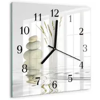 Drukarnia Piga Tulup Glasuhr Wanduhr Küchenuhr Echt-Glas 30x30 cm Modern Dekorativ Geräuschlos Schwarzen Zeigern - Steine
