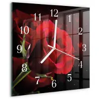 Drukarnia Piga Tulup Glasuhr Wanduhr Küchenuhr Echt-Glas 30x30 cm Modern Dekorativ Geräuschlos Weiße Zeiger - Rosen