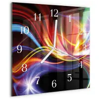 Drukarnia Piga Tulup Glasuhr Wanduhr Küchenuhr Echt-Glas 30x30 cm Modern Dekorativ Geräuschlos Weiße Zeiger - Abstrakte Kunst