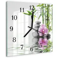Drukarnia Piga Tulup Glasuhr Wanduhr Küchenuhr Echt-Glas 30x30 cm Modern Dekorativ Geräuschlos Schwarzen Zeigern - Orchideensteine
