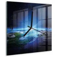 Drukarnia Piga Tulup Glasuhr Wanduhr Küchenuhr Echt-Glas 30x30 cm Modern Dekorativ Geräuschlos Schwarzen Zeigern - Das Universum der Erde