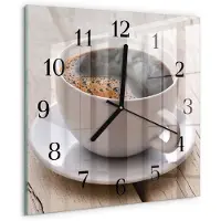Drukarnia Piga Tulup Glasuhr Wanduhr Küchenuhr Echt-Glas 30x30 cm Modern Dekorativ Geräuschlos Schwarzen Zeigern - Kaffee