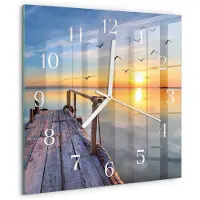 Drukarnia Piga Tulup Glasuhr Wanduhr Küchenuhr Echt-Glas 30x30 cm Modern Dekorativ Geräuschlos Weiße Zeiger - Pier