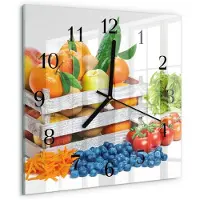 Drukarnia Piga Tulup Glasuhr Wanduhr Küchenuhr Echt-Glas 30x30 cm Modern Dekorativ Geräuschlos Schwarzen Zeigern - Gemüse