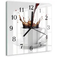 Drukarnia Piga Tulup Glasuhr Wanduhr Küchenuhr Echt-Glas 30x30 cm Modern Dekorativ Geräuschlos Schwarzen Zeigern - Kaffee