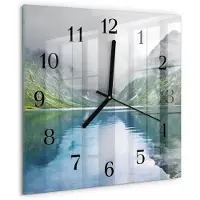 Drukarnia Piga Tulup Glasuhr Wanduhr Küchenuhr Echt-Glas 30x30 cm Modern Dekorativ Geräuschlos Schwarzen Zeigern - Bergsee