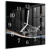 Drukarnia Piga Tulup Glasuhr Wanduhr Küchenuhr Echt-Glas 30x30 cm Modern Dekorativ Geräuschlos Weiße Zeiger - Wasser