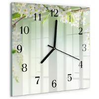 Drukarnia Piga Tulup Glasuhr Wanduhr Küchenuhr Echt-Glas 30x30 cm Modern Dekorativ Geräuschlos Schwarzen Zeigern - Frühling