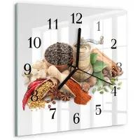 Drukarnia Piga Tulup Glasuhr Wanduhr Küchenuhr Echt-Glas 30x30 cm Modern Dekorativ Geräuschlos Schwarzen Zeigern - Gewürze